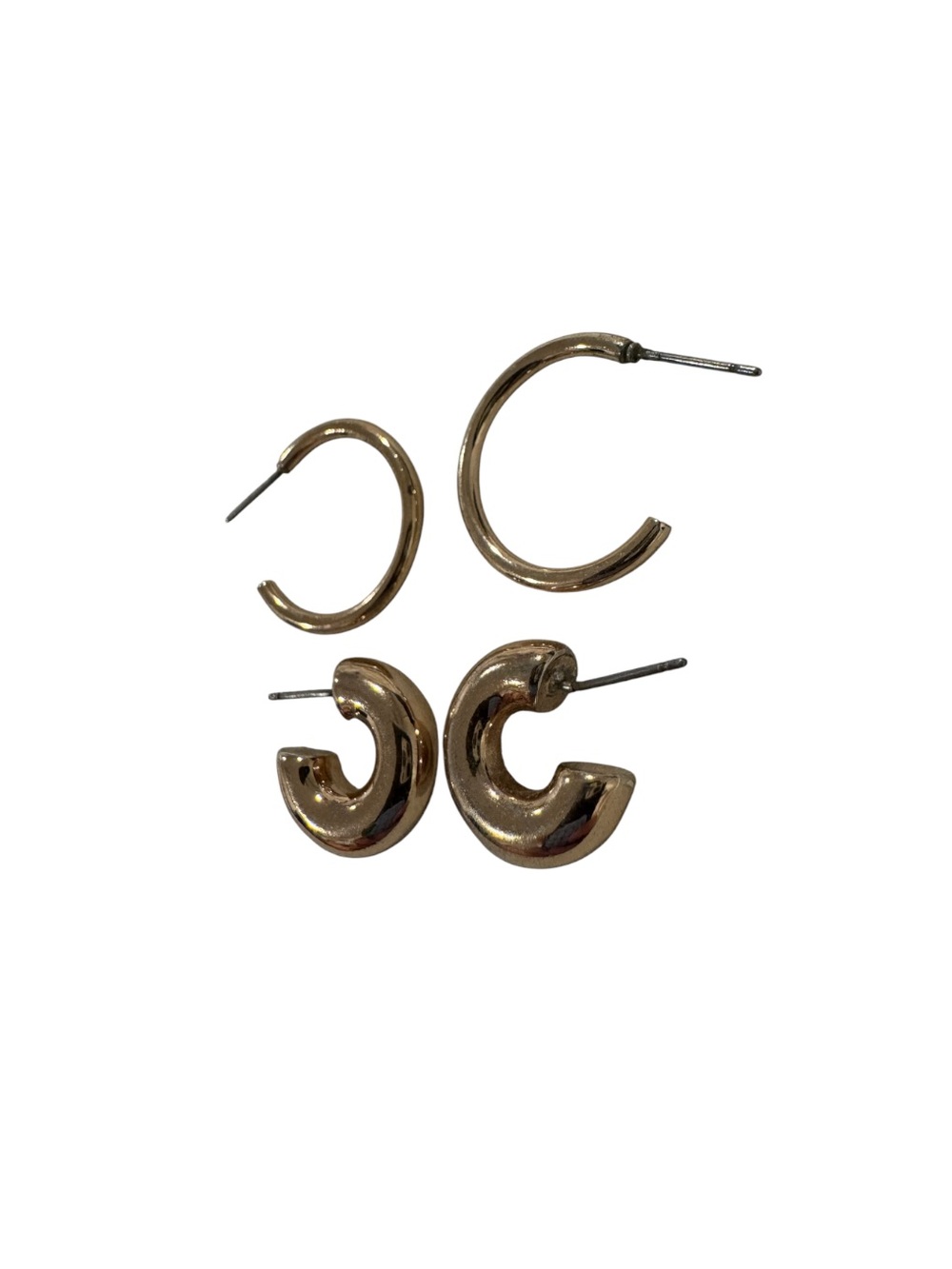 Gold Tone Hoop Earrings Set - Women Accessories